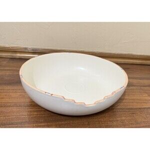 VTG 13"‎ Treasure Craft Taos Pottery Bowl Ceramic Cream Wavy Rim Southwest Decor